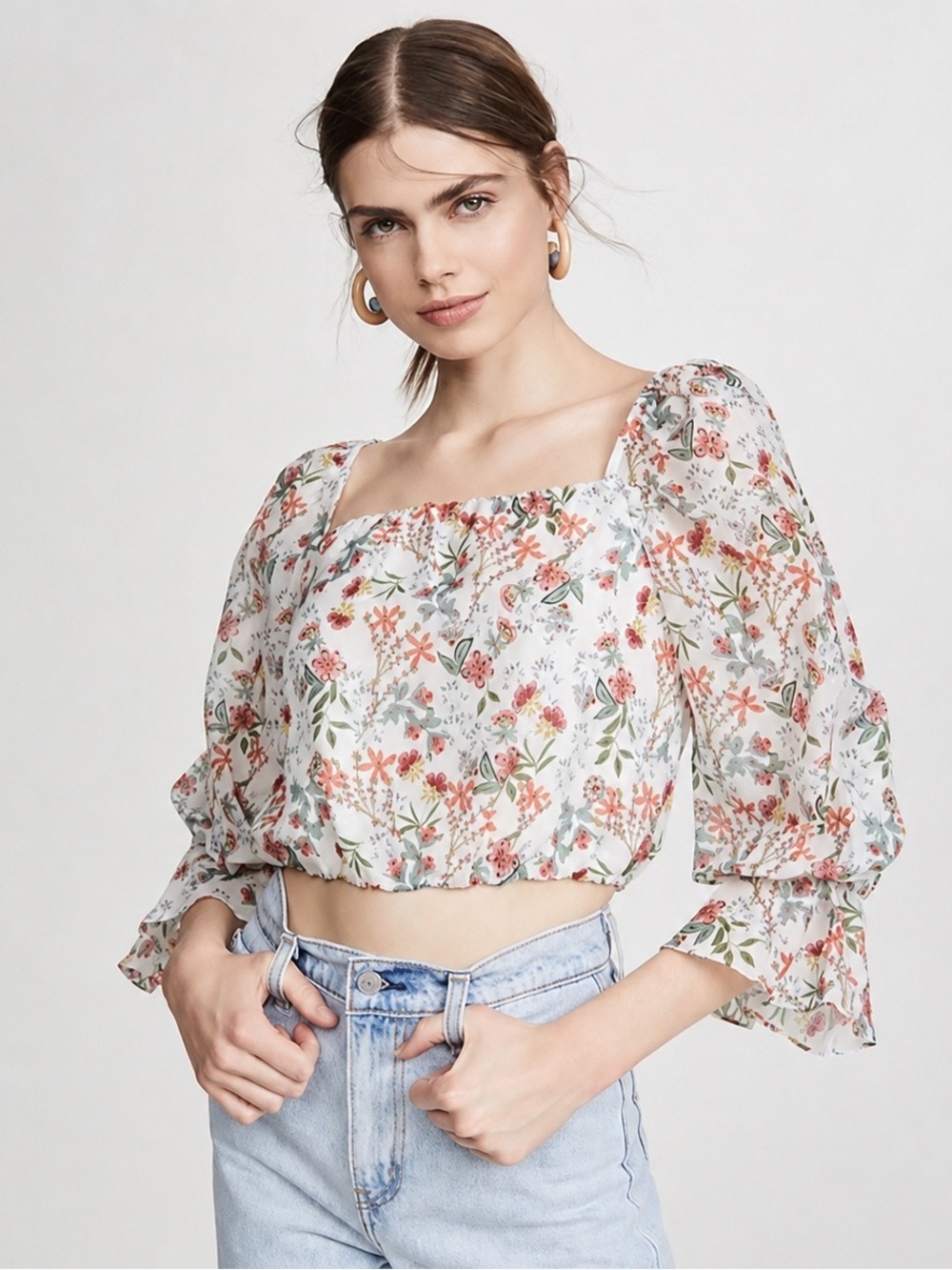 Alice + Olivia Deb Square Neck Blouse